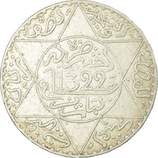 Moneta, Marocco, 'Abd al-Aziz, 1/2 Rial, 5 Dirhams, 1904, MB+, Argento, KM:21.3
