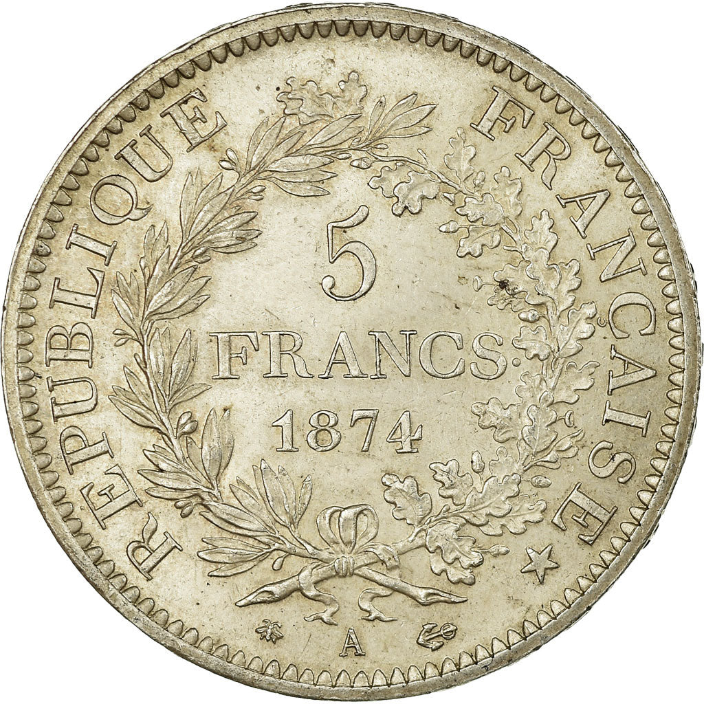 Coin, France, Hercule, 5 Francs, 1874, Paris, MS(63), Silver, KM:820.1