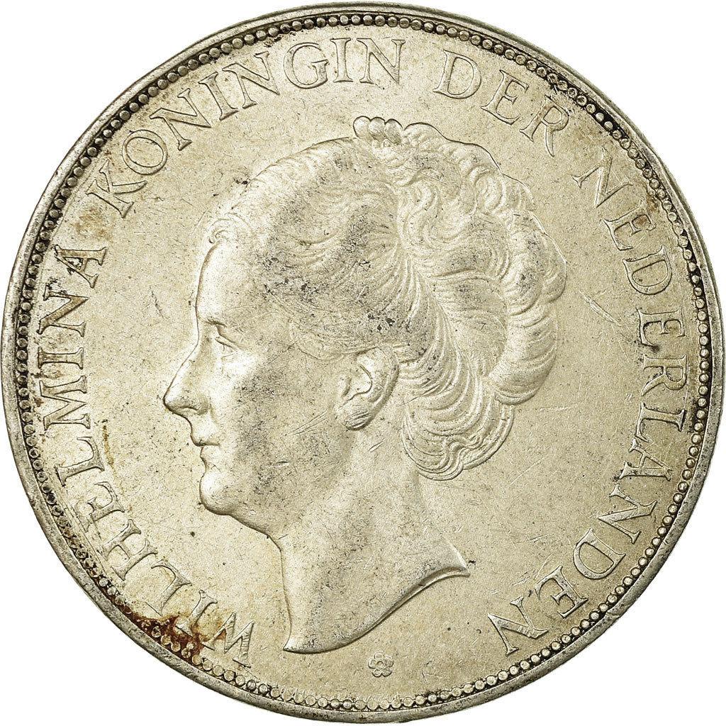 Moneta, Holandia, Wilhelmina I, 2-1/2 Gulden, 1929, AU(50-53), Srebro, KM:165