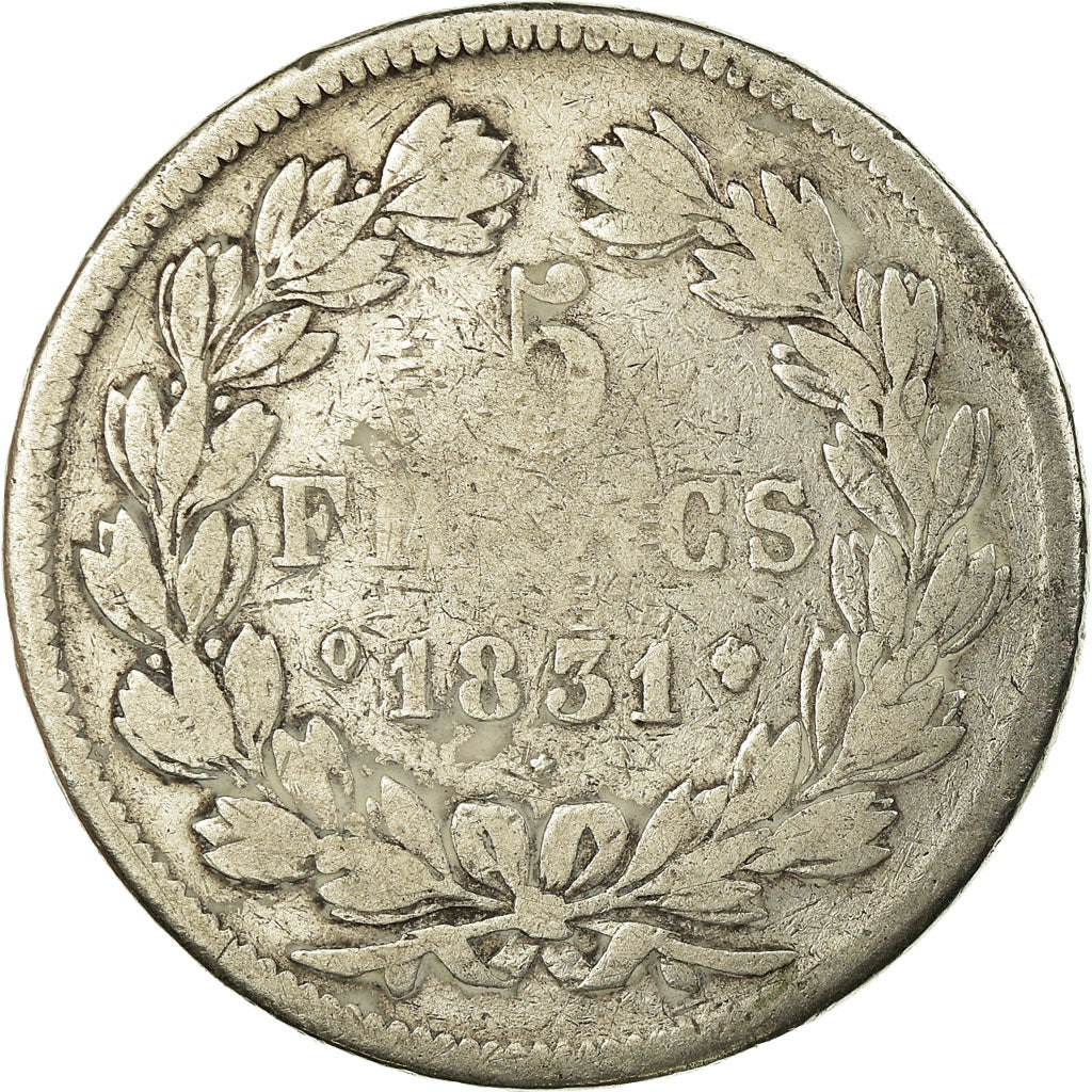 Monnaie, France, Louis-Philippe, 5 Francs, 1831, Perpignan, B+, Argent
