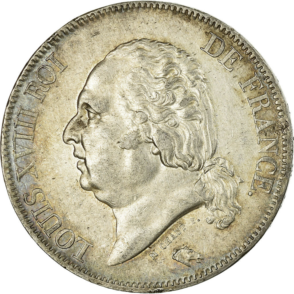 Moneta, Francia, Louis XVIII, 5 Francs, 1824, Lille, BB+, Argento, KM:711.13