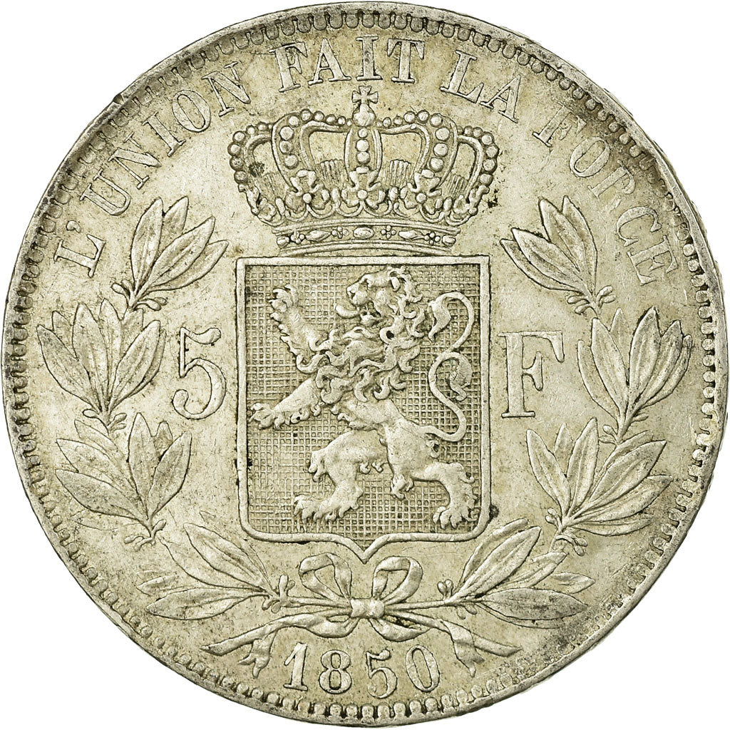 Coin, Belgium, Leopold I, 5 Francs, 5 Frank, 1850, EF(40-45), Silver, KM:17