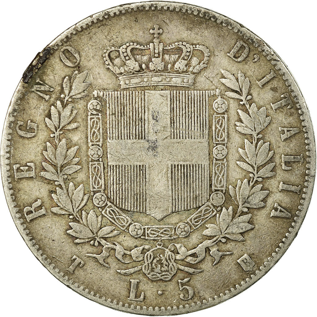 Moneta, Włochy, Vittorio Emanuele II, 5 Lire, 1861, Torino, Rzadkie, VF(20-25)