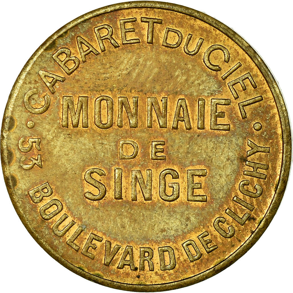 France, Jeton publicitaire, Paris, Cabaret du Ciel, Monnaie de Singe, TTB+