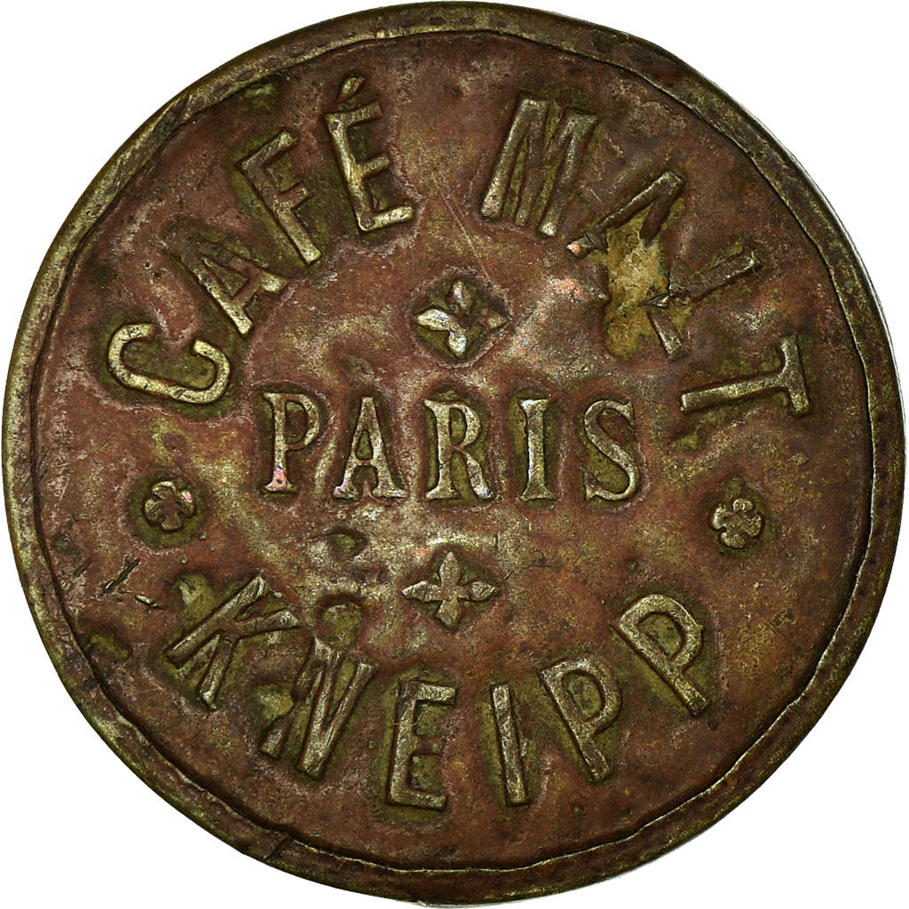 France, Jeton publicitaire, Paris, Café MALT, KNEIPP, TTB, Laiton-carton