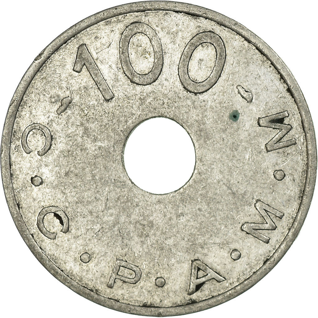 Moeda, França, C.C.P.A.M.M., Paris, 100 Francs, EF(40-45), Alumínio