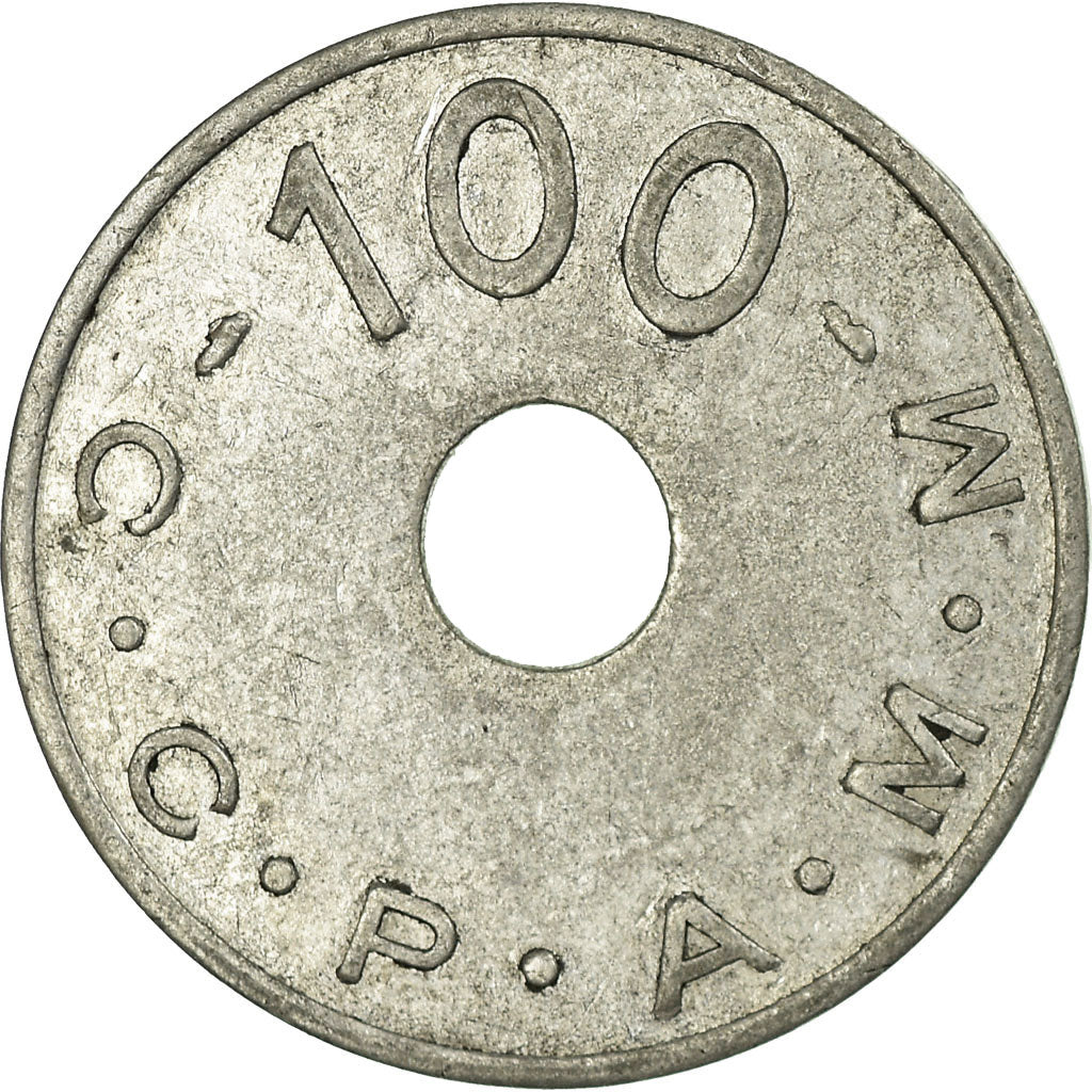 Moeda, França, C.C.P.A.M.M., Paris, 100 Francs, EF(40-45), Alumínio