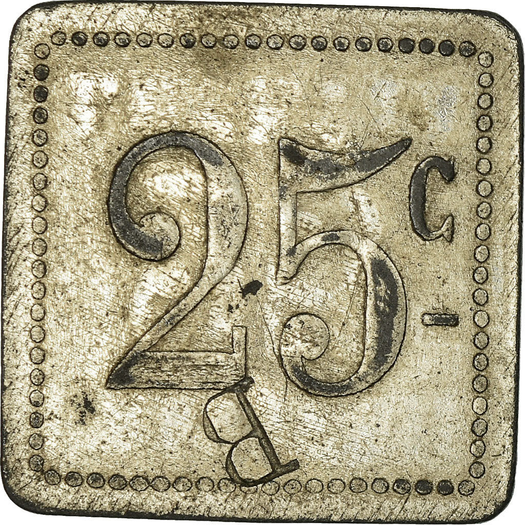 Moneda, Francia, Brasserie Lutetia, Paris, 25 Centimes, MBC, Nickel plated zinc