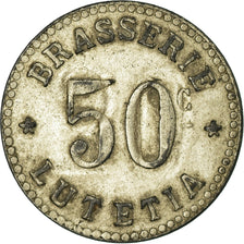 Moneta, Francia, Brasserie Lutetia, Paris, 50 Centimes, BB+, Nickel plated zinc