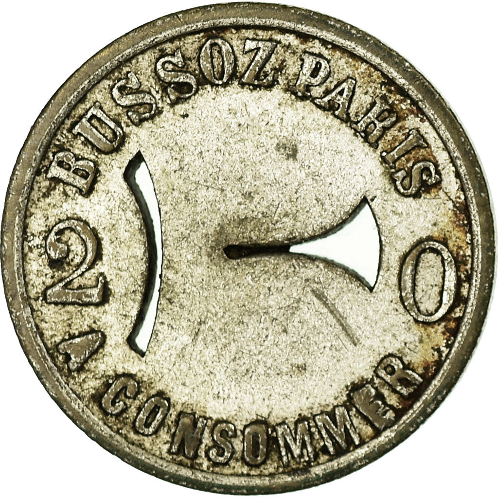 France, 20 Centimes, Jeton à consommer, Bussoz Paris, TTB, Laiton nickelé