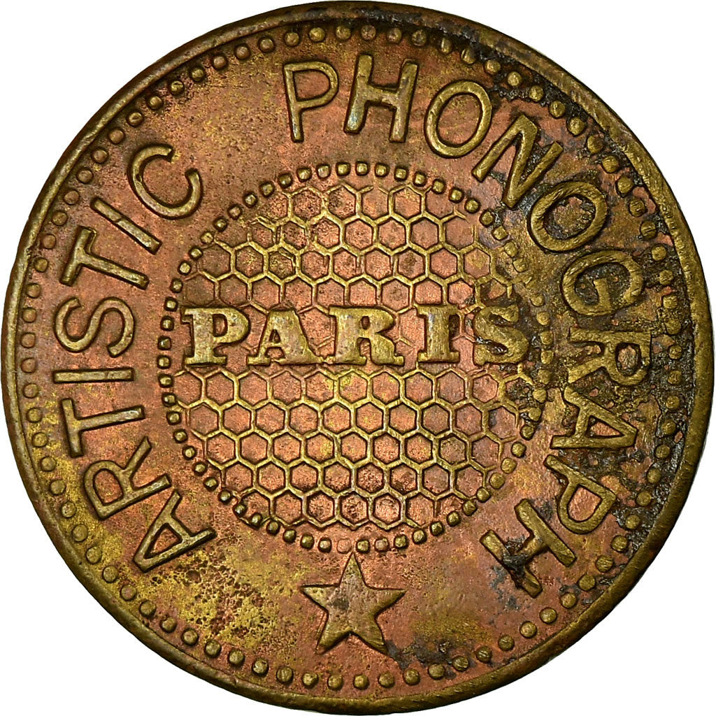 Francia, Token, Paris, Artistic Phonograph, Bon pour une Audition, 1884, BB