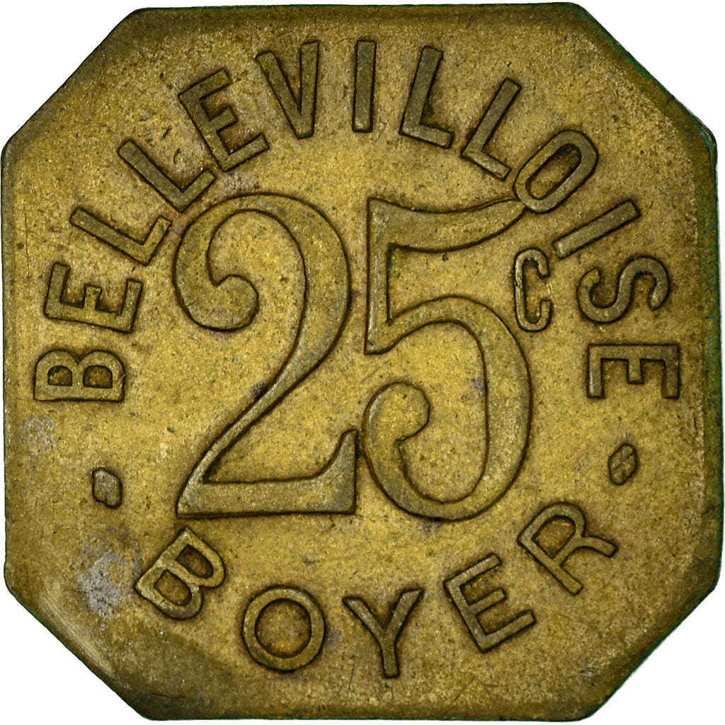 Monnaie, France, Bellevilloise Boyer, Paris, 25 Centimes, TTB+, Laiton
