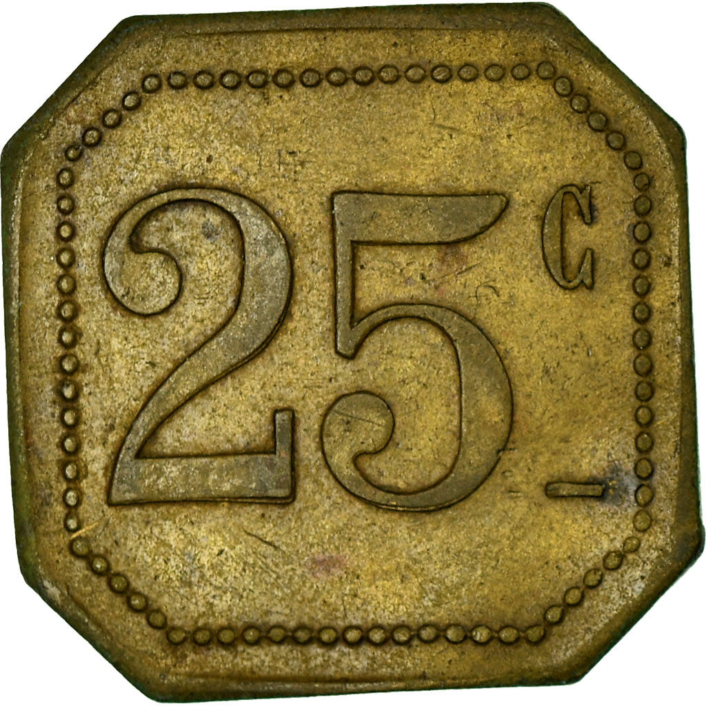 Monnaie, France, Bellevilloise Boyer, Paris, 25 Centimes, TTB+, Laiton