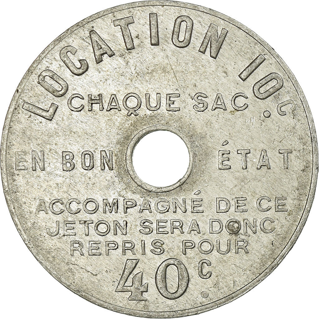Moeda, França, Maison Bernot Frères, Paris, 50 Centimes, AU(50-53), Alumínio
