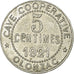 Moeda, França, Cave Coopérative, Olonzac, 5 Centimes, 1921, AU(50-53)
