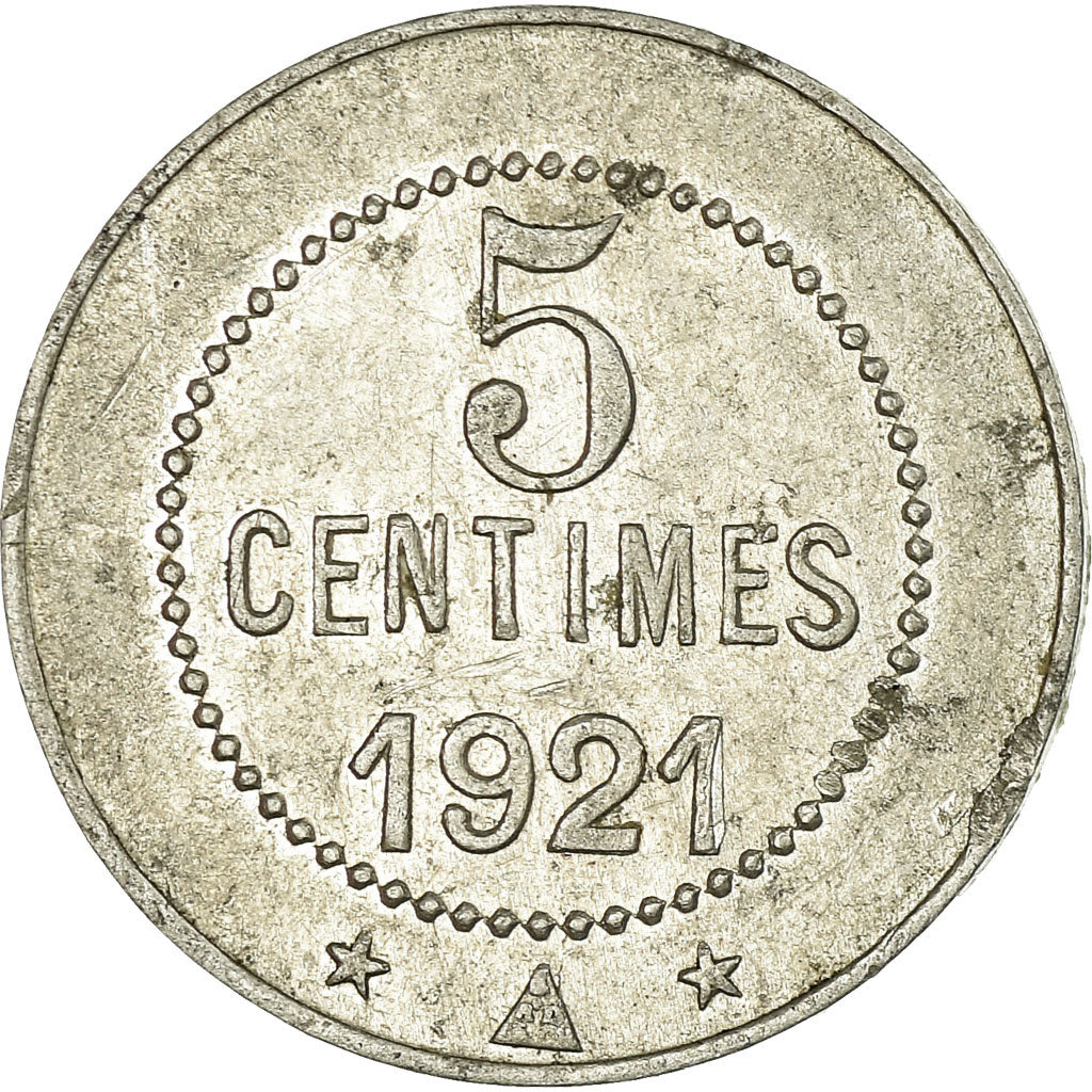 Moeda, França, Cave Coopérative, Olonzac, 5 Centimes, 1921, AU(50-53)