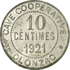 Monnaie, France, Cave Coopérative, Olonzac, 10 Centimes, 1921, TTB, Aluminium