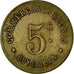 Monnaie, France, Commerçants Réunis, Ouveillan, 5 Centimes, TTB, Laiton