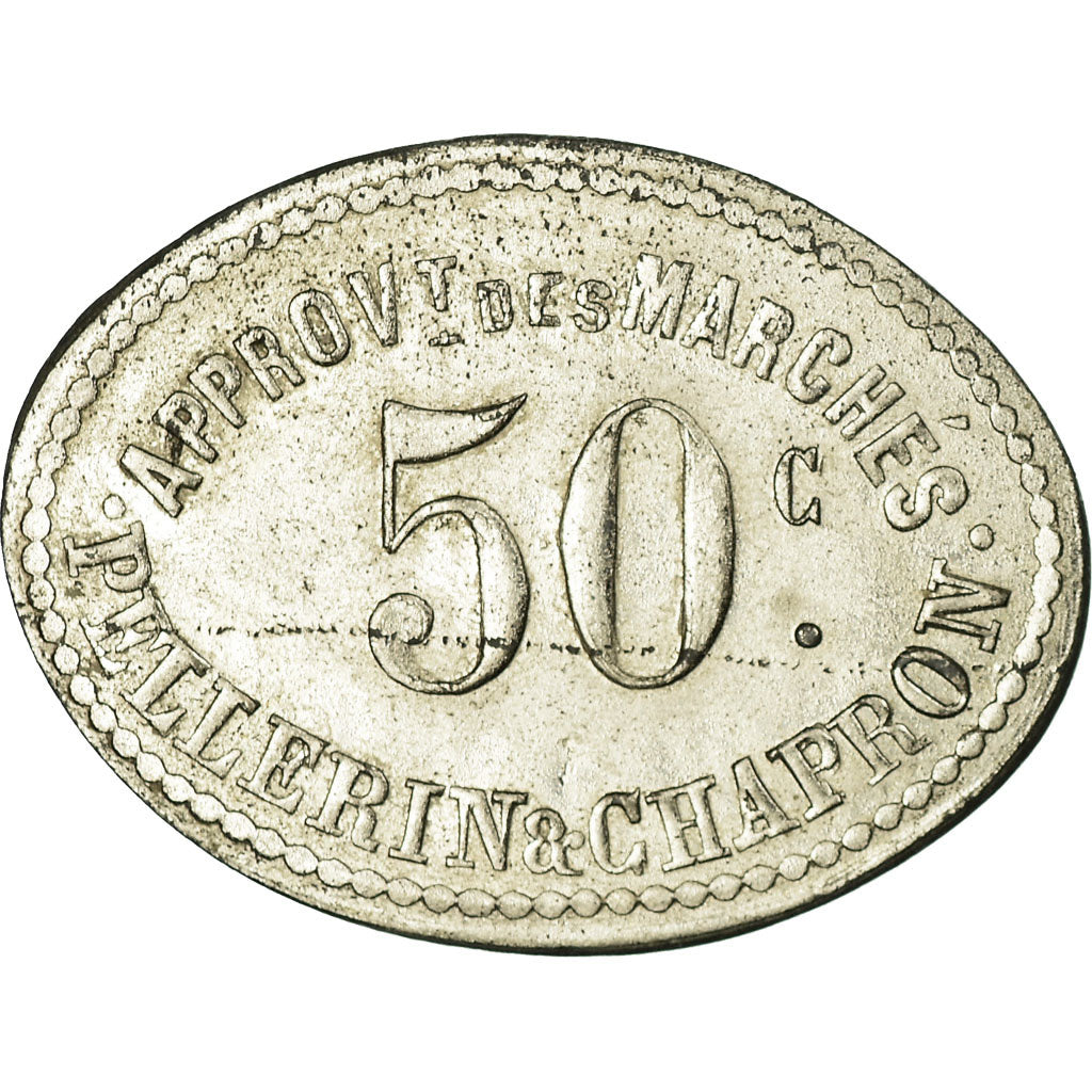 Moeda, França, Pellerin & Chapron, Approv. des Marchés, Paris, 50 Centimes