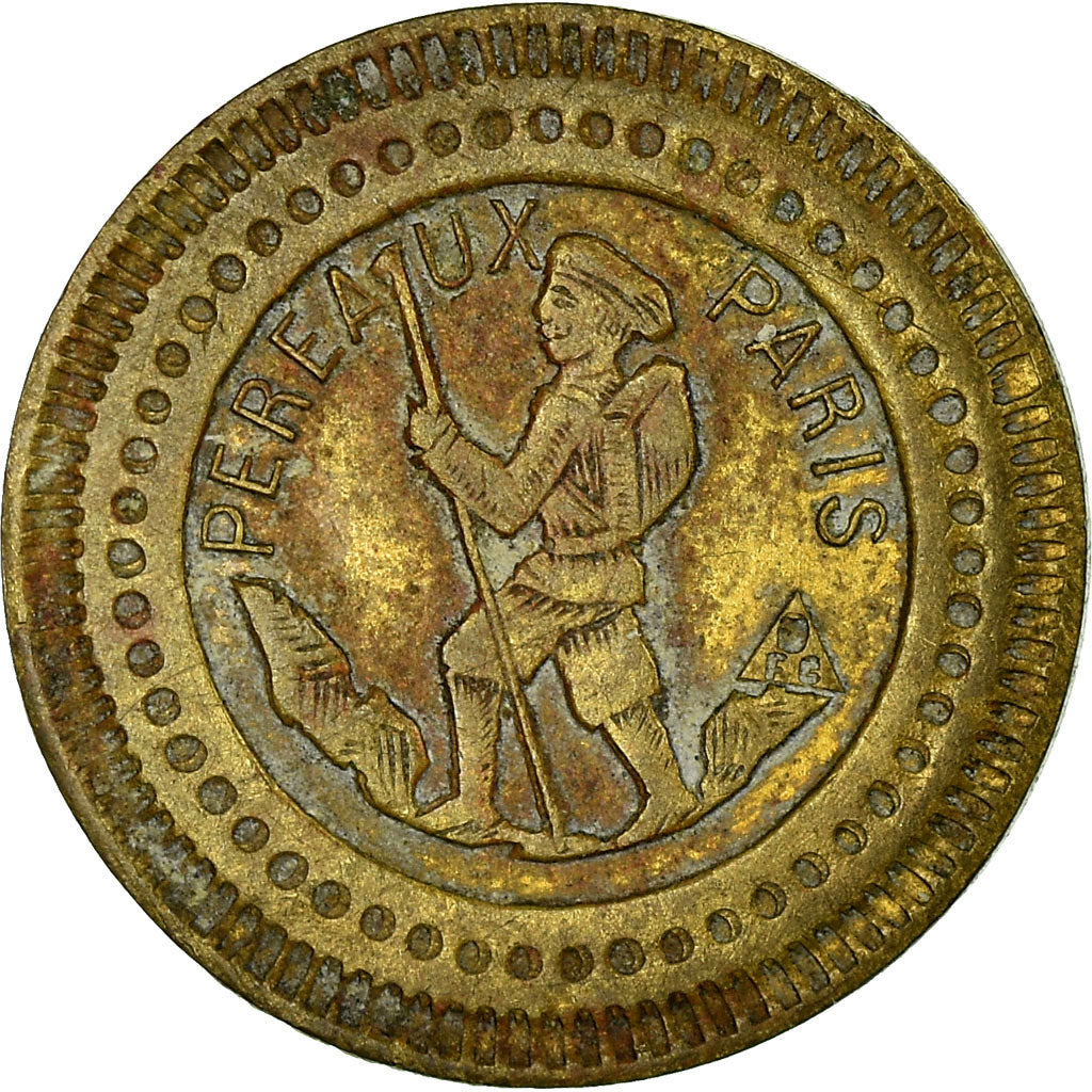 France, 30 Centimes, Slot Machine Token, PEREAUX PARIS, EF(40-45), Brass