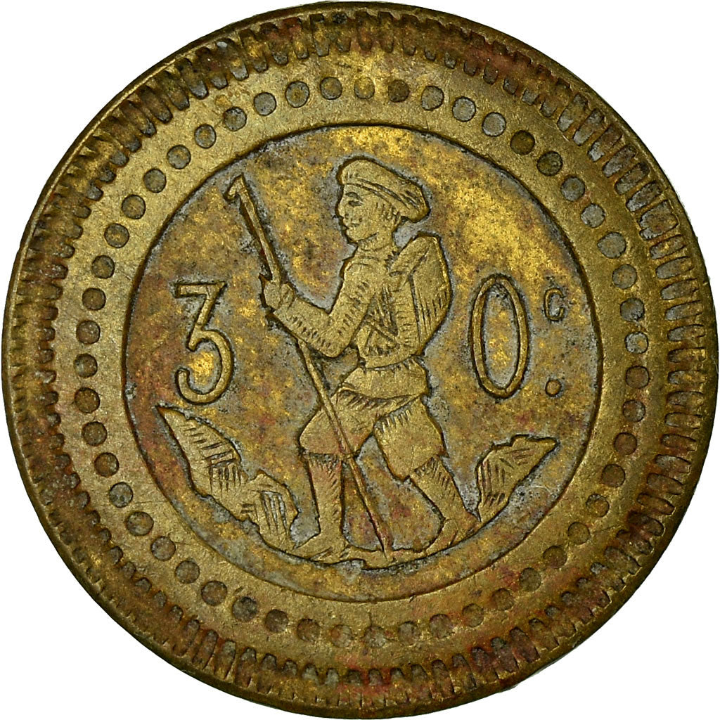 France, 30 Centimes, Slot Machine Token, PEREAUX PARIS, EF(40-45), Brass