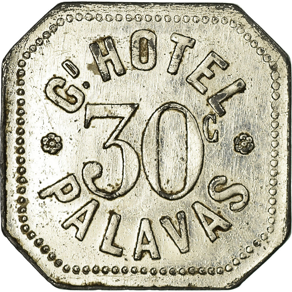 Munten, Frankrijk, Grand Hôtel, Palavas-les-Flots, 30 Centimes, ZF+, Nickel