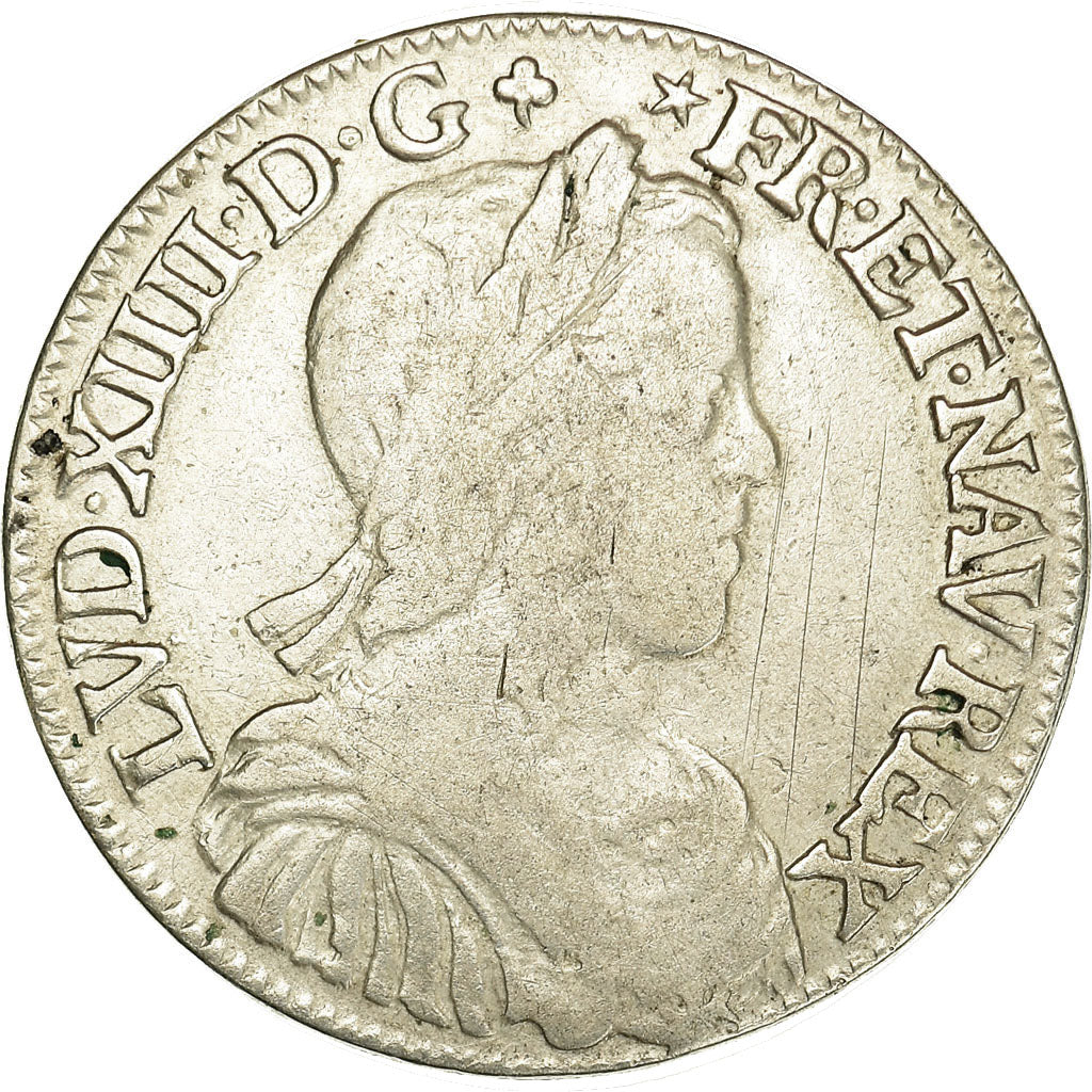 Moneta, Francia, Louis XIV, 1/2 Écu à la mèche longue, 1652, Saint Lô, MB