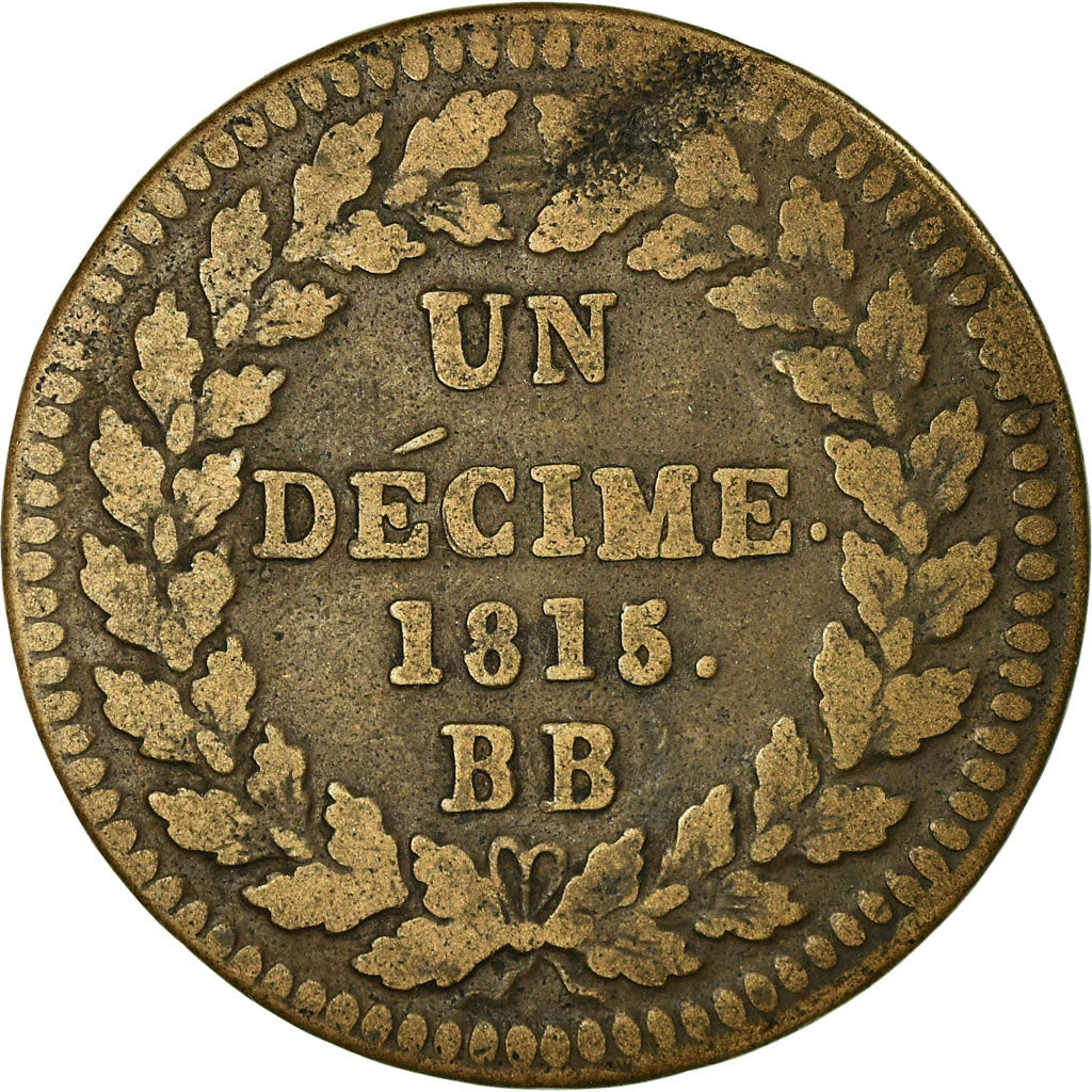 Monnaie, France, Louis XVIII, Decime, 1815, Strasbourg, TB, Bronze
