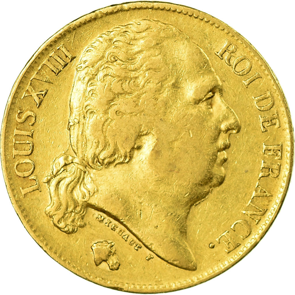 Coin, France, Louis XVIII, 20 Francs, 1824, Lille, EF(40-45), Gold, KM:712.9