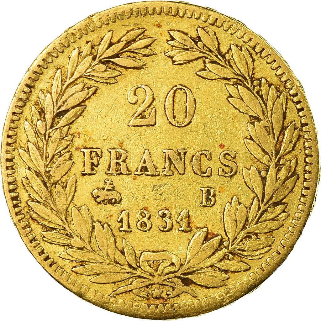 Coin, France, Louis-Philippe, 20 Francs, 1831, Rouen, VF(30-35), Gold, KM:746.2