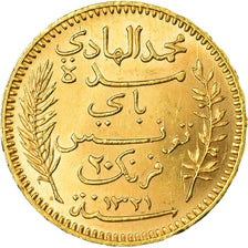 Coin, Tunisia, Muhammad al-Hadi Bey, 20 Francs, 1903, Paris, MS(63), Gold