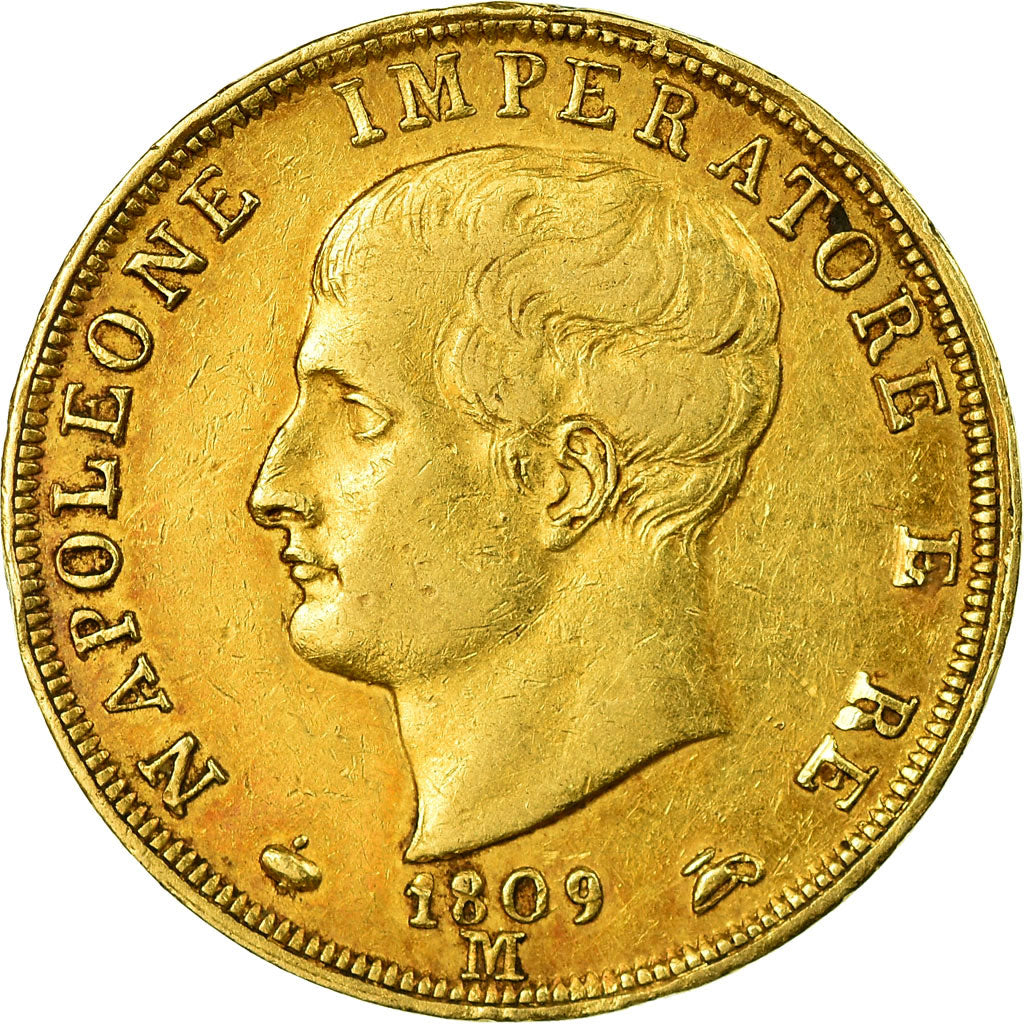 Moneta, DEPARTAMENTY WŁOSKIE, KINGDOM OF NAPOLEON, Napoleon I, 40 Lire, 1809