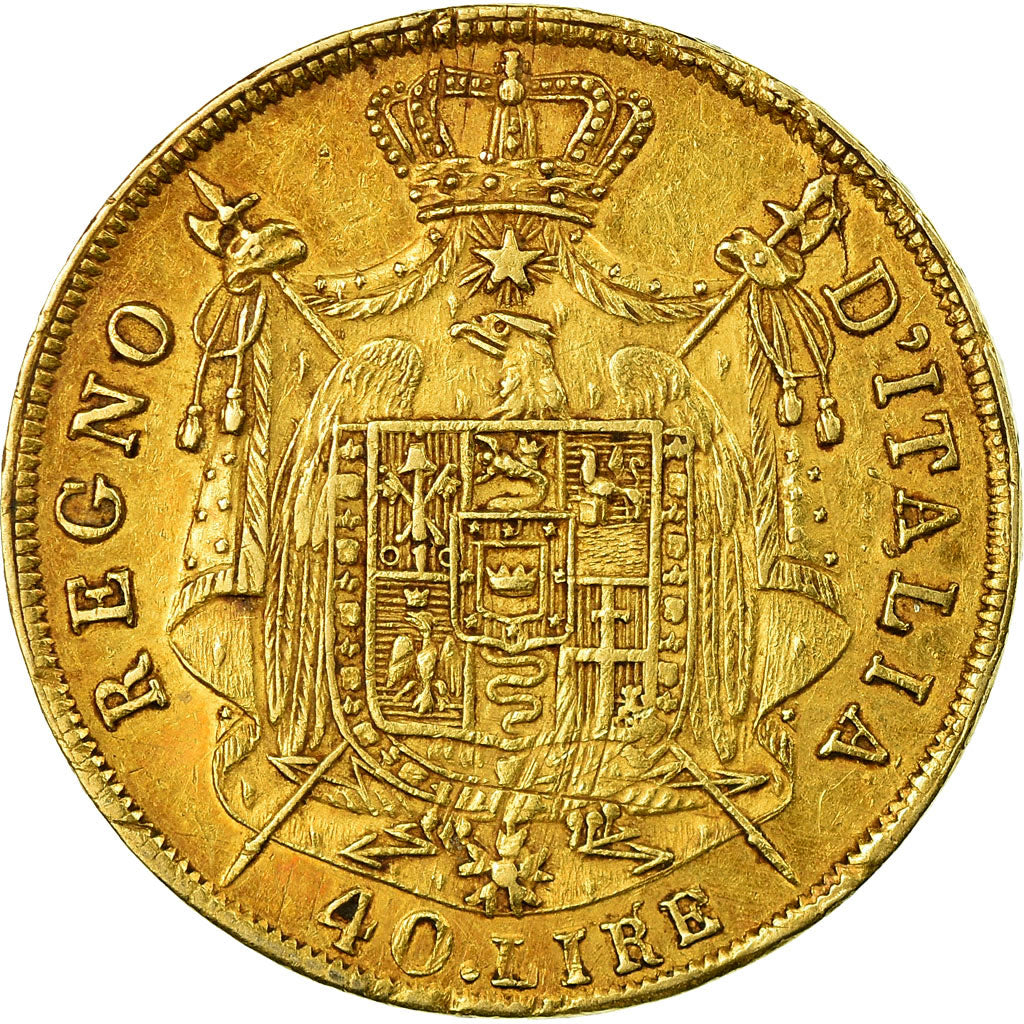 Moneta, DEPARTAMENTY WŁOSKIE, KINGDOM OF NAPOLEON, Napoleon I, 40 Lire, 1809