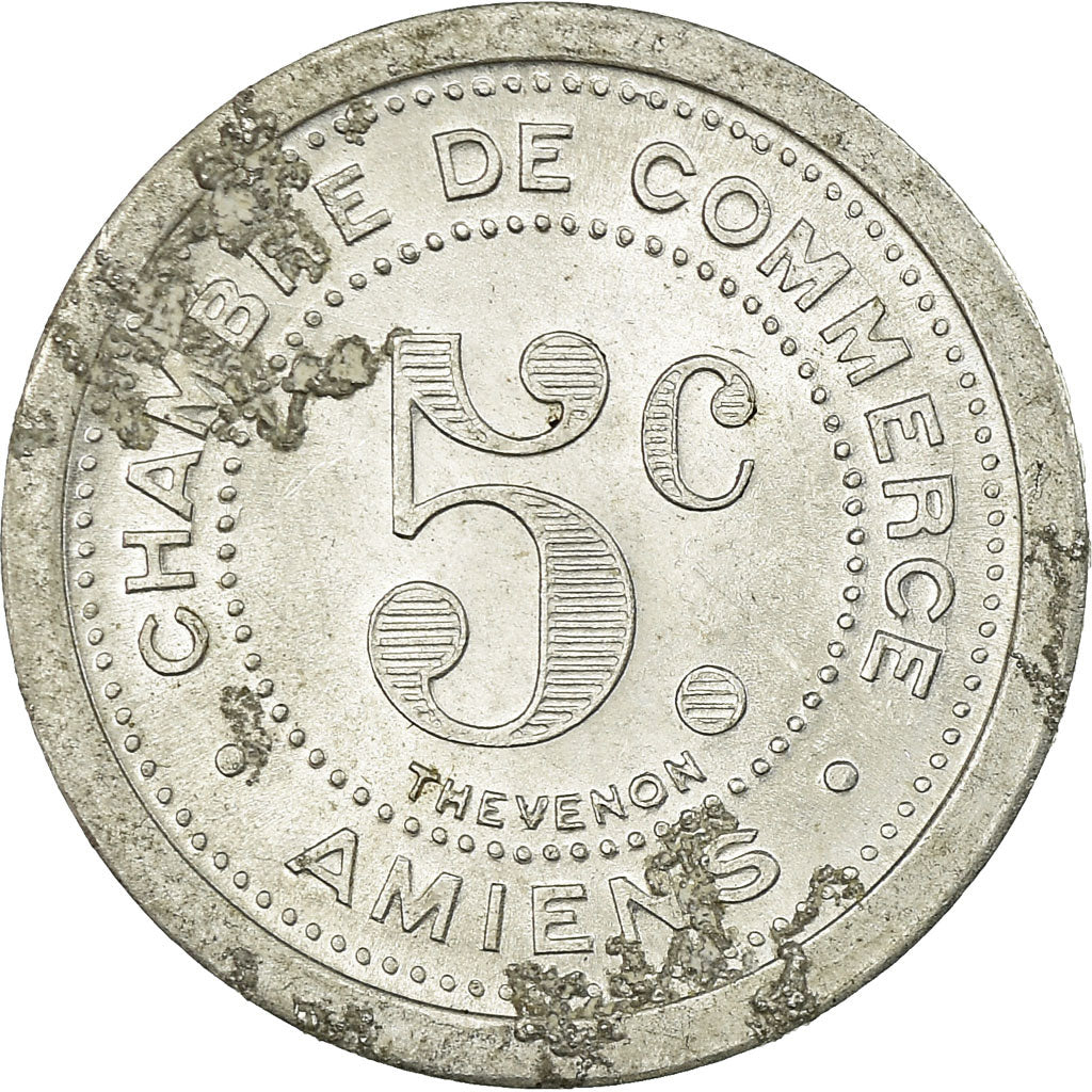 Moeda, França, Chambre de Commerce, Amiens, 5 Centimes, 1922, AU(55-58)