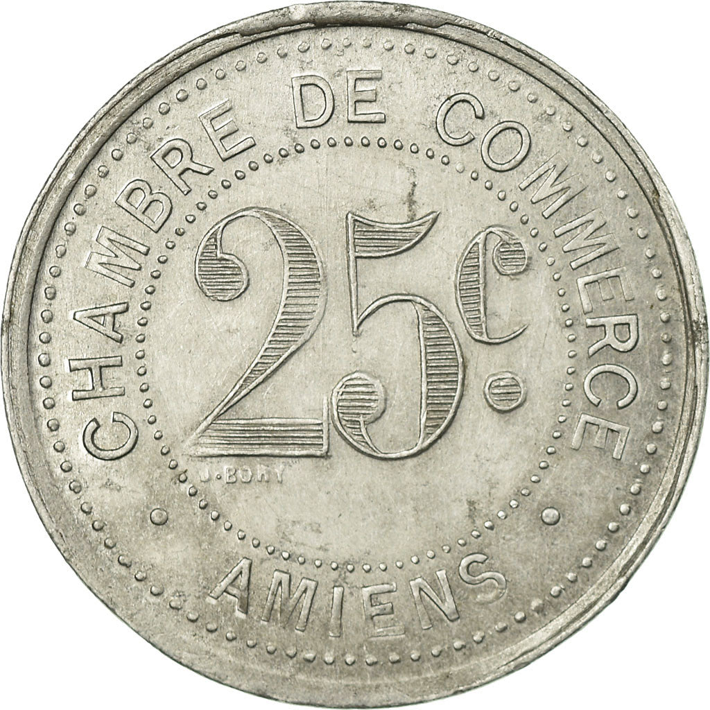 Coin, France, Chambre de Commerce, Amiens, 25 Centimes, 1920, AU(55-58)