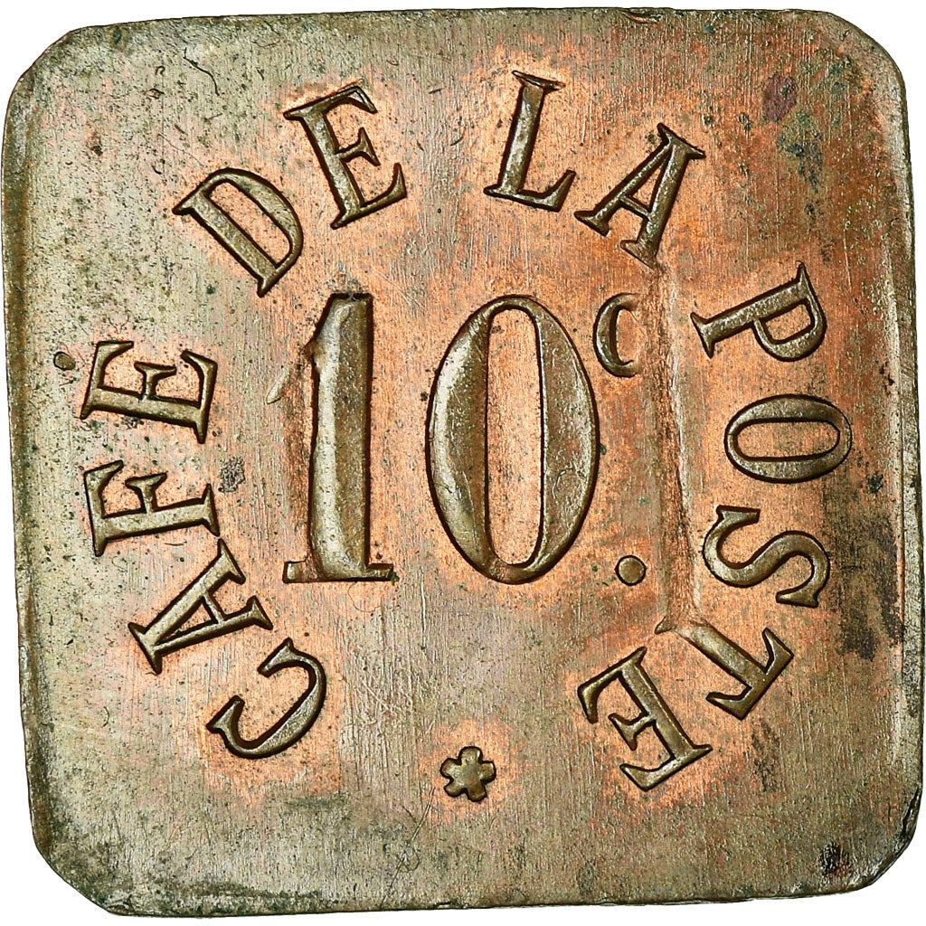 Monnaie, France, Café de la Poste, Perpignan, 10 Centimes, SUP, Cuivre