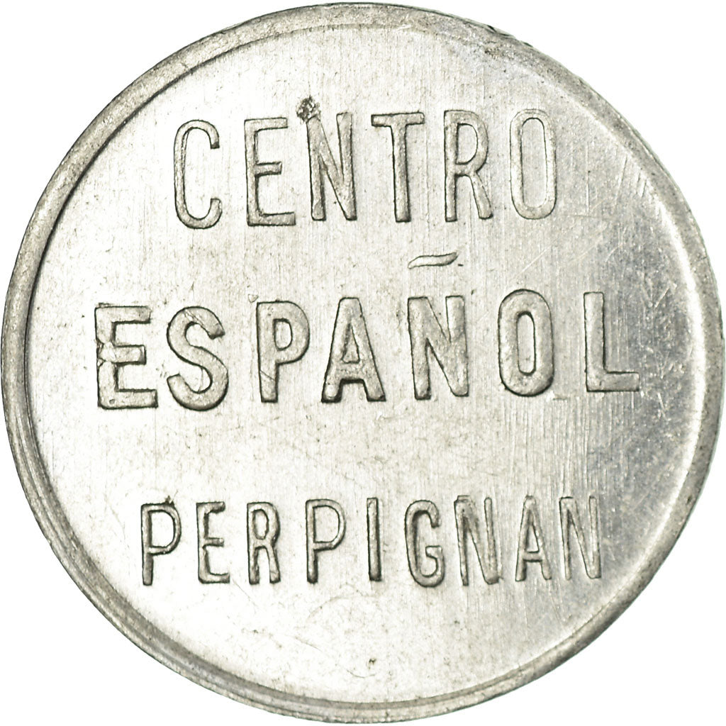 Coin, France, Centro Español, Perpignan, 25 Centimes, AU(55-58), Aluminium