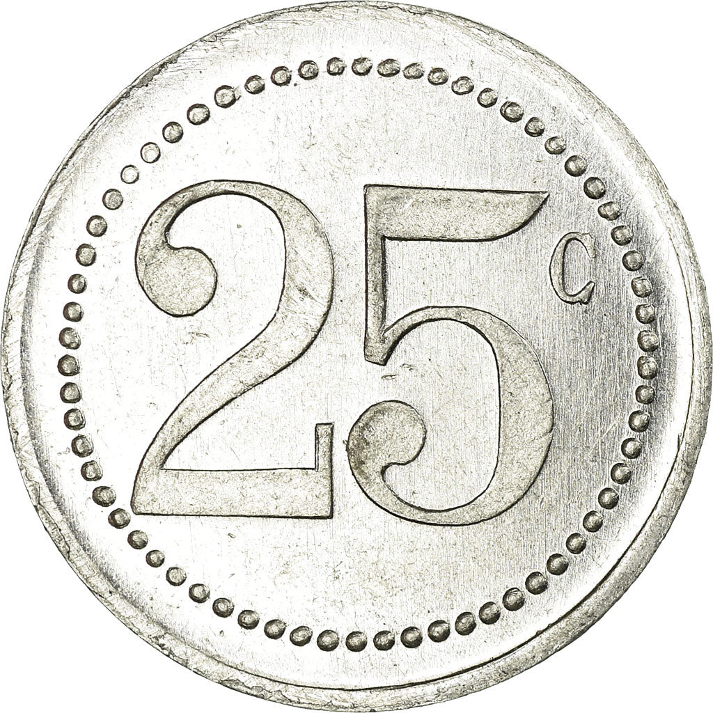 Coin, France, Centro Español, Perpignan, 25 Centimes, AU(55-58), Aluminium