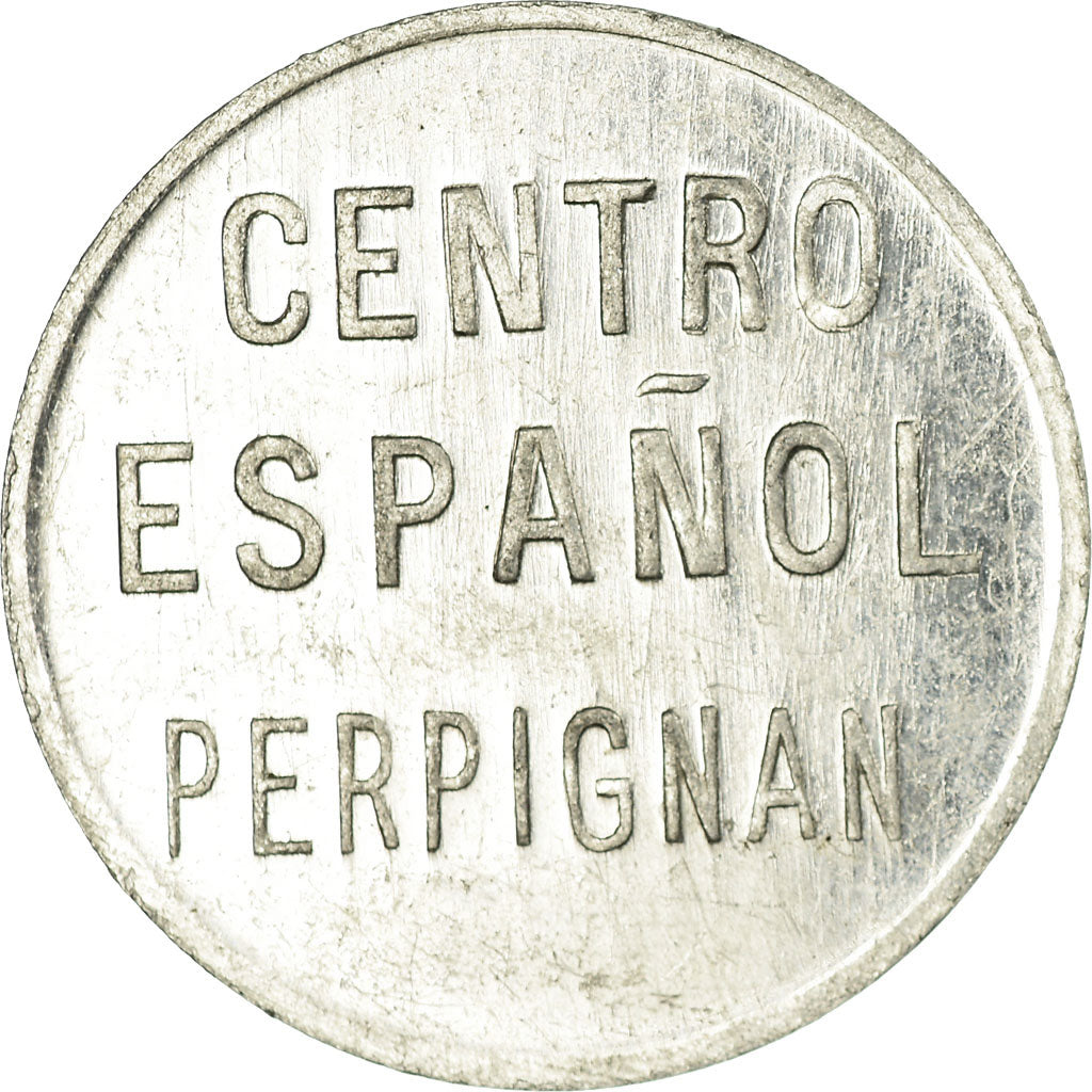 Coin, France, Centro Español, Perpignan, 75 Centimes, AU(55-58), Aluminium
