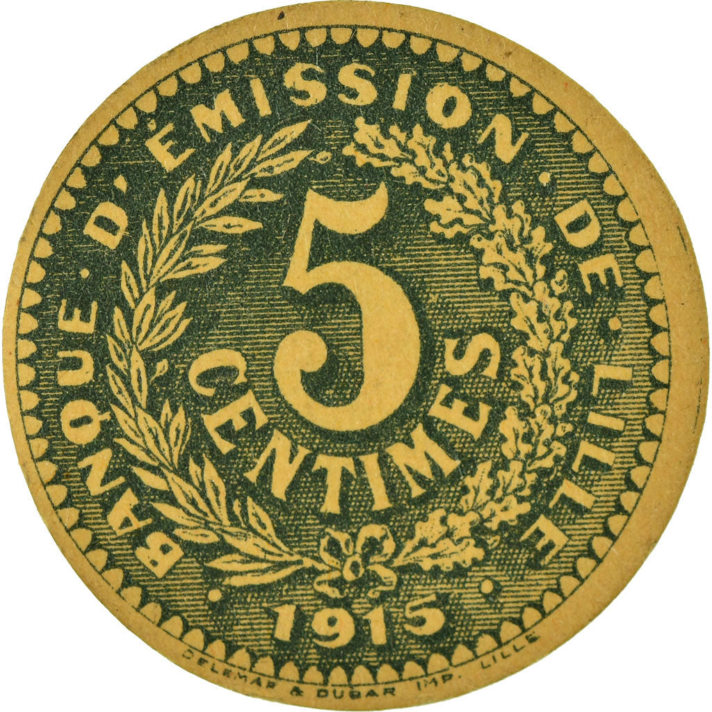 Moeda, França, Banque d'Emission de Lille, Lille, 5 Centimes, 1915, AU(55-58)