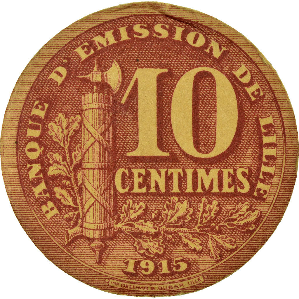 Coin, France, Banque d'Emission de Lille, Lille, 10 Centimes, 1915, AU(50-53)