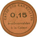 Moeda, França, Caves des Carmélites, Lyon, 0.15 Franc, AU(50-53), Cardboard