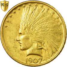 Coin, United States, Indian Head, $10, Eagle, 1907, Philadelphia, PCGS, MS61