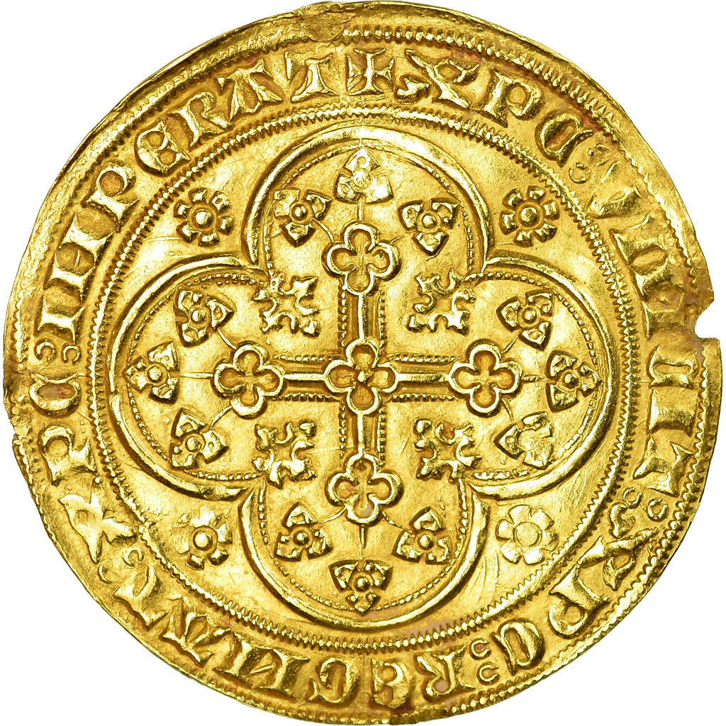 Monnaie, Belgique, Flandre, Louis II de Mâle, Écu d'or au lion, 1373-1383