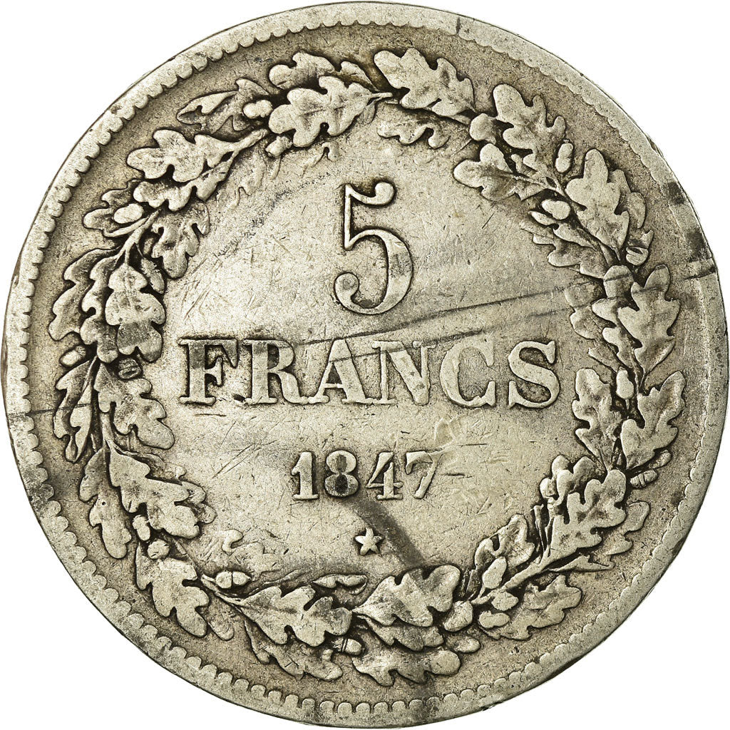 Coin, Belgium, Leopold I, 5 Francs, 5 Frank, 1847, VF(30-35), Silver, KM:3.2