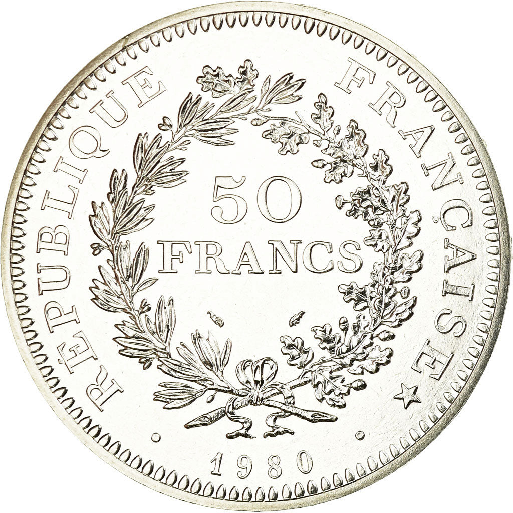 Coin, France, Hercule, 50 Francs, 1980, Paris, MS(65-70), Silver, KM:941.1