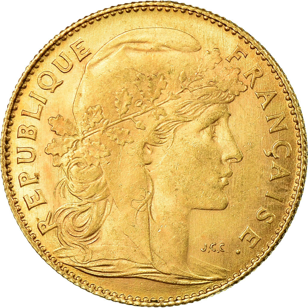 Moneta, Francja, Marianne, 10 Francs, 1912, Paris, AU(50-53), Złoto, KM:846