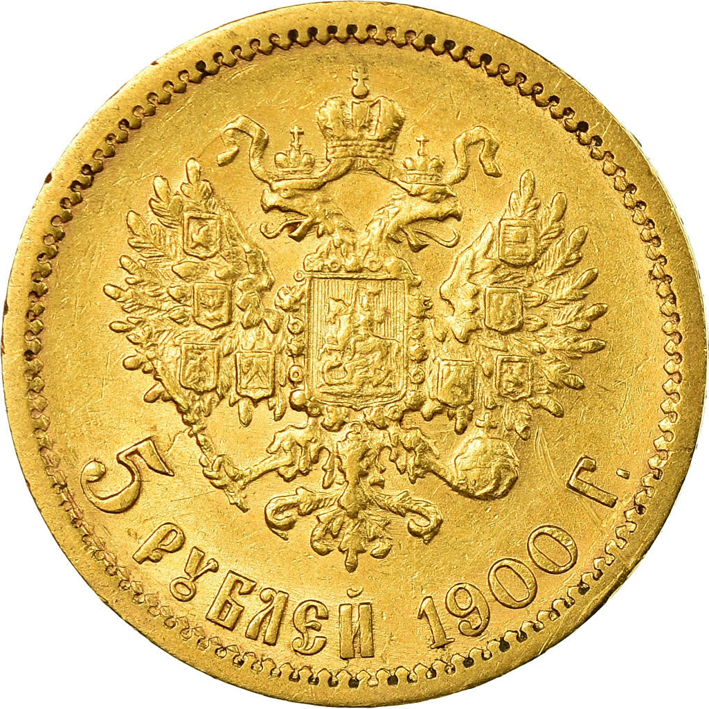 Russia, Nicholas II, 5 Roubles, 1900, St. Petersburg, EF(40-45), Gold, KM:62