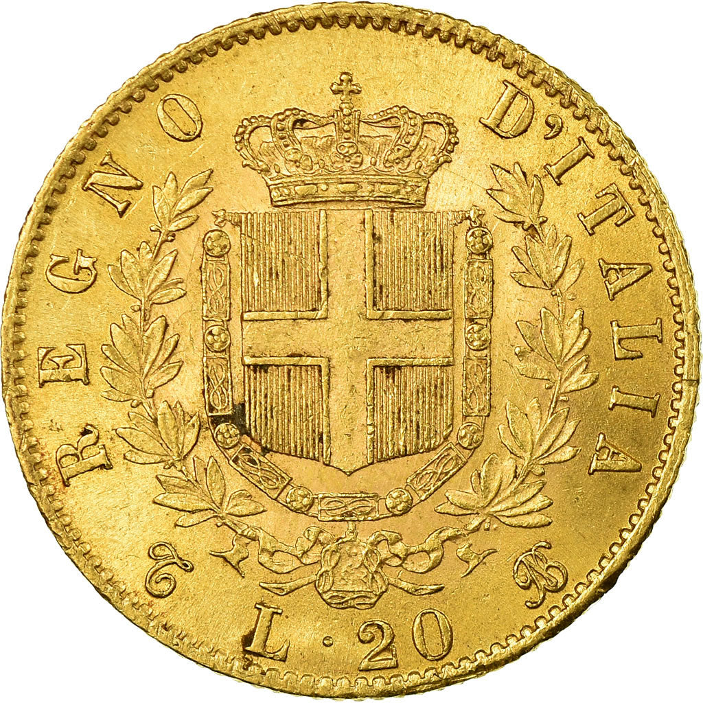 Coin, Italy, Vittorio Emanuele II, 20 Lire, 1863, Torino, MS(60-62), Gold