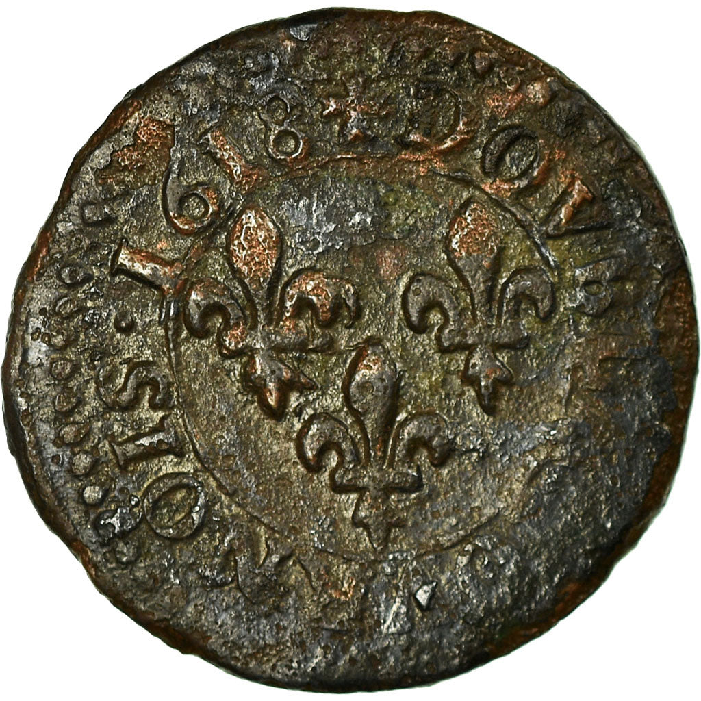 Münze, Frankreich, Louis XIII, Double Tournois, 1618, Lyon, SS, Kupfer